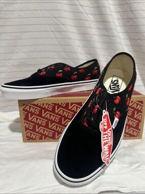 Vans Black Sneakers with Red Cherry Embroidery
